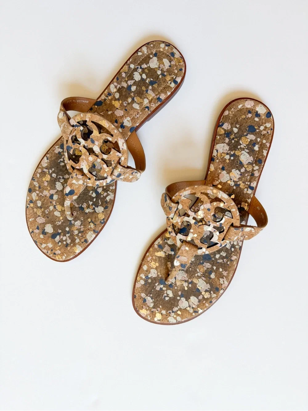 Tory Burch Brown Speckled Leather Miller Sandals size 9